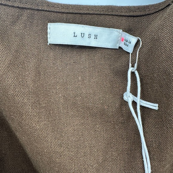 Lush Women's Long Sleeve V-Neck Crop Top in Olive Size Medium - Picture 3 of 5